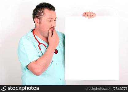 Doctor looking white sign