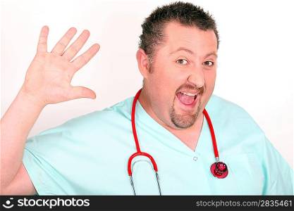 Doctor making high-five gesture