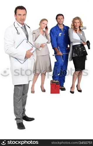 Doctor, mechanic, MD and secretary.