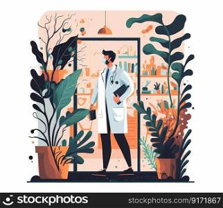 Doctor, medicine, healthcare concept. Man doctor therapist in white uniform cartoon character. Medicare, therapist, pharmacist illustration. High quality illustration. Doctor, medicine, healthcare concept. Man doctor therapist in white uniform cartoon character. Medicare, therapist, pharmacist illustration