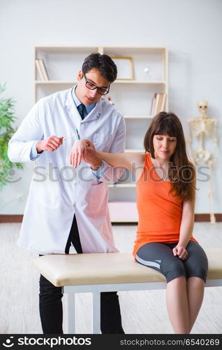 Doctor neurologist examining female patient