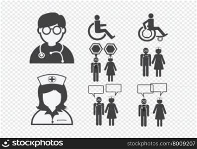 Doctor Nurse Patient Sick Icon Sign Symbol Pictogram