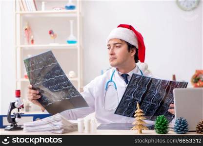 Doctor on the shift on christmas eve