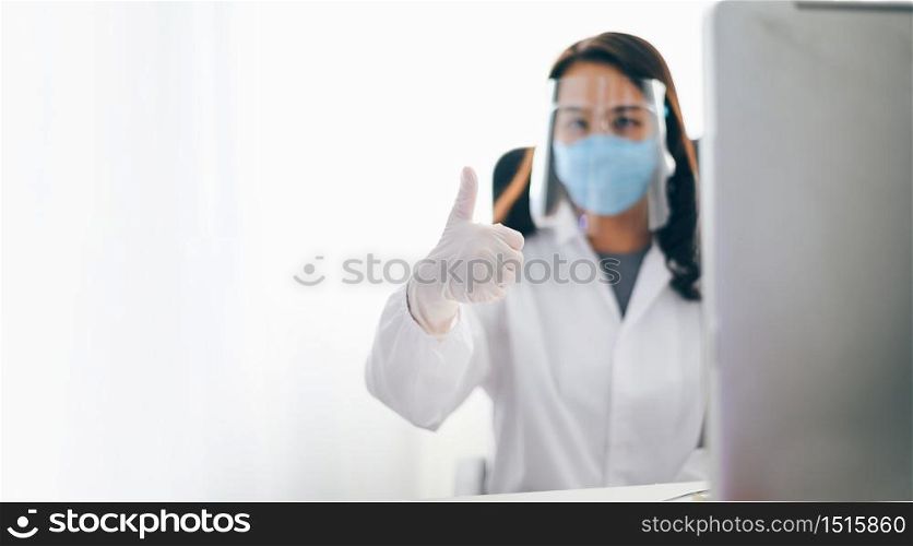 Doctor preparing for the surgical operation and wearing protective glasses for Fighting Covid-19 (Corona virus) with white background Coronavirus outbreak or Covid-19, Concept of Covid-19 quarantine