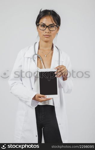 doctor presenting tablet