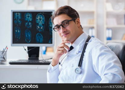 Doctor radiologist looking at x-ray images