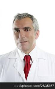 doctor senior expertise gray hair confident on white