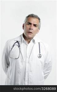 doctor senior expertise gray hair confident on white