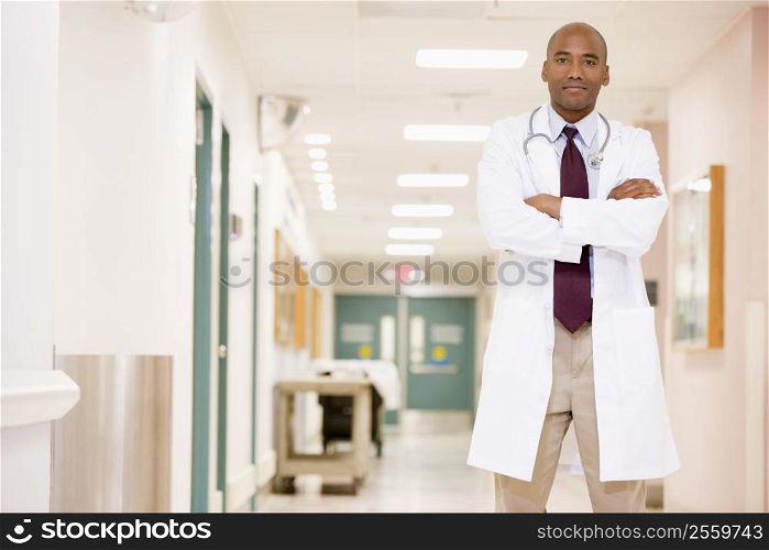 Doctor Standing In A Hospital Corridor