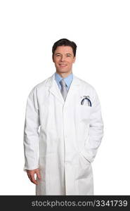 Doctor standing on white background