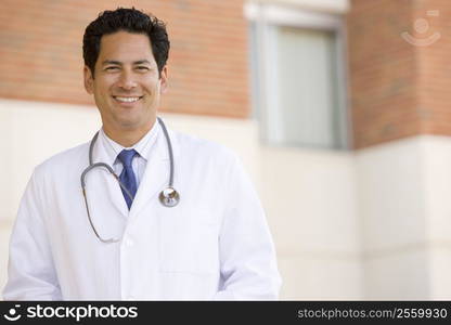 Doctor Standing Outside A Hospital