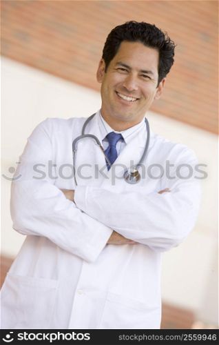 Doctor Standing Outside A Hospital