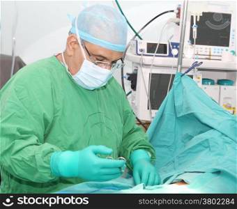 Doctor starting a surgery