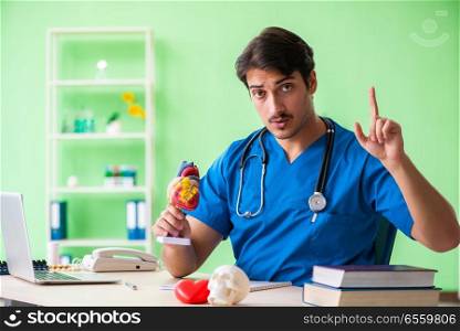 Doctor student explaining heart problems