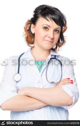 Doctor vet woman on a white background isolated