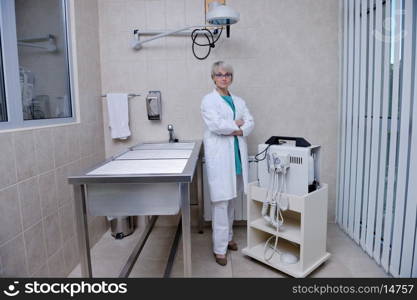 doctor vet woman work at surgery room on ill animal cat and dog giving help and medical care