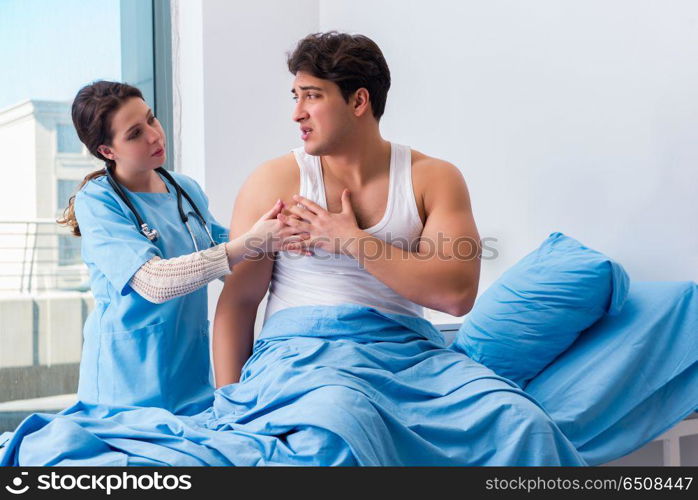 Doctor visiting patient in hospital room