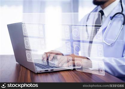 Doctor visual screen software data management, Doctor document management on cloud computing database. DMS document management concept