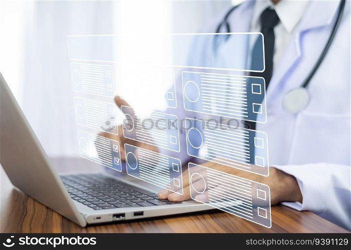 Doctor visual screen software data management, Doctor document management on cloud computing database. DMS document management concept