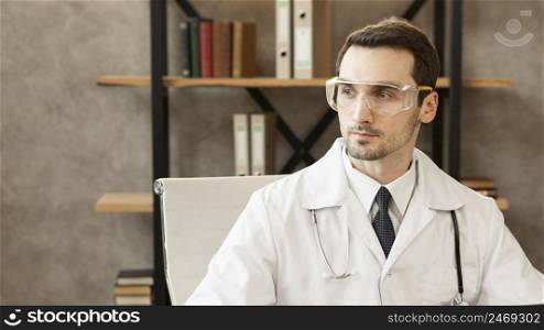 doctor wearing goggles