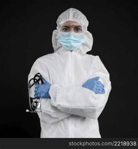 doctor wearing pandemic medical wear