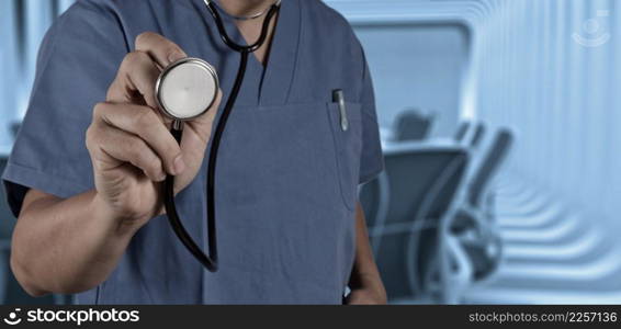 Doctor with a stethoscope in the hand