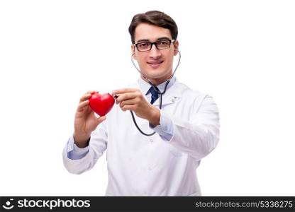 Doctor with heart isolated on white background