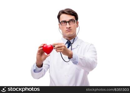 Doctor with heart isolated on white background