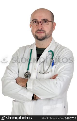 Doctor with medical gown isolated on white background