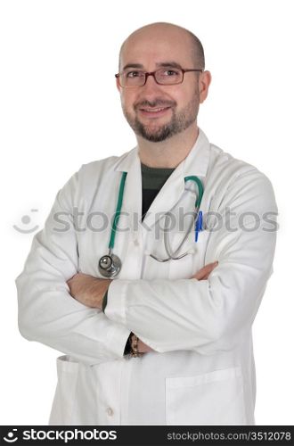 Doctor with medical gown isolated on white background