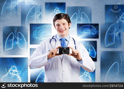 Doctor with photo camera