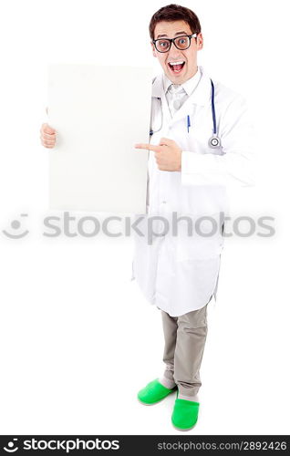 Doctor with placard