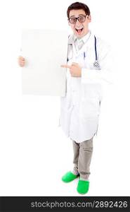 Doctor with placard