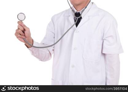 doctor with stethoscope isolated on white background