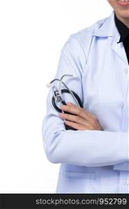 doctor with stethoscope, on white background