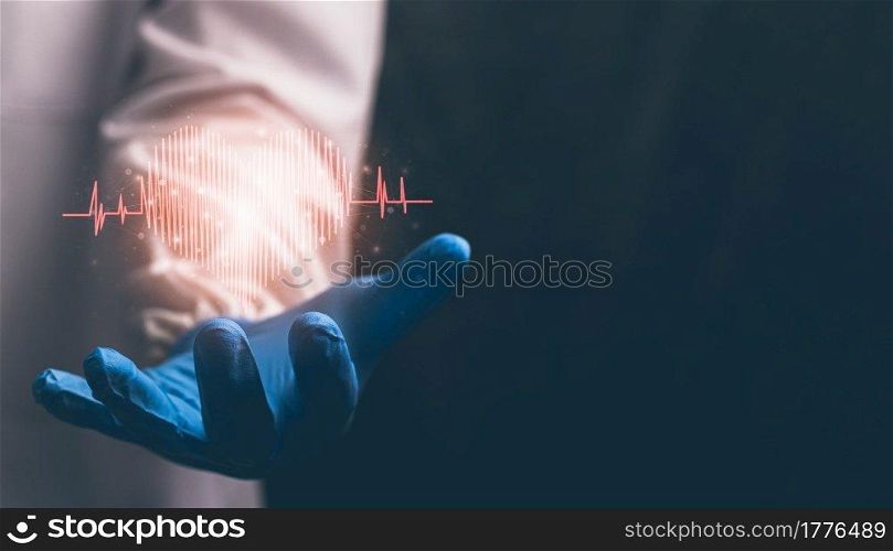 doctor with symbol heart wave illustration