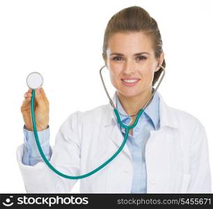 Doctor woman using stethoscope