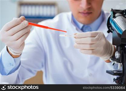 Doctor working with blood samples