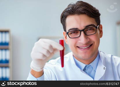 Doctor working with blood samples