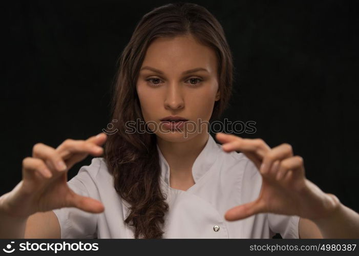 Doctor working with virtual screen