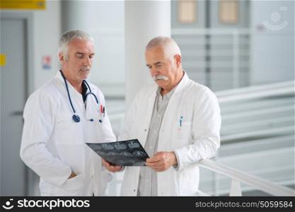doctors checking xray photo
