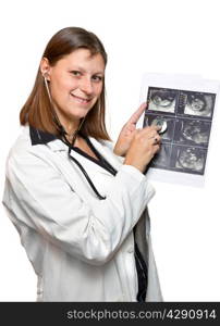 doctors looking at echography