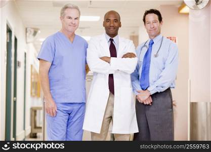 Doctors Standing In A Hospital Corridor
