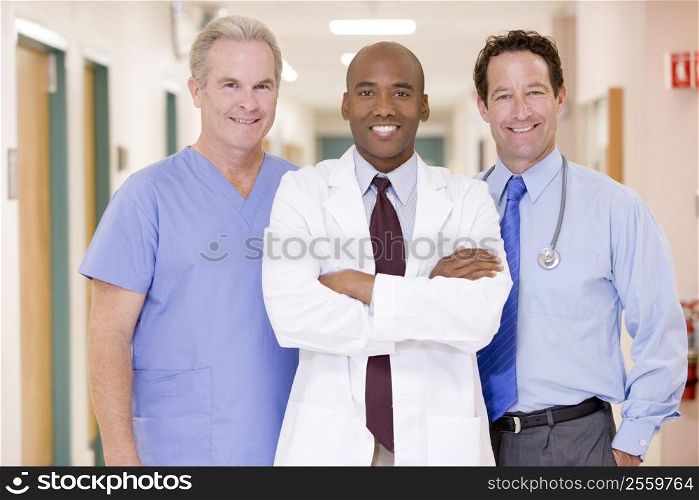 Doctors Standing In A Hospital Corridor
