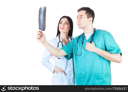 doctors teamwork on white background
