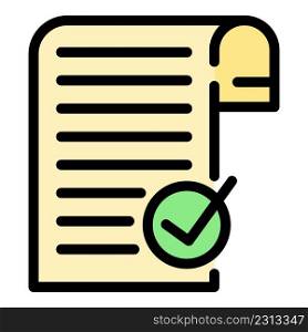 Document request icon. Outline document request vector icon color flat isolated. Document request icon color outline vector