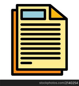 Documents interface icon. Outline Documents interface vector icon color flat isolated. Documents interface icon color outline vector