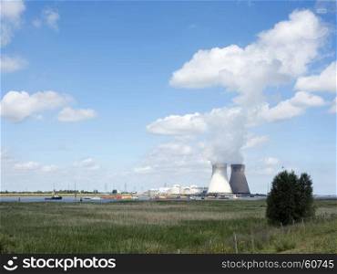 Doel nuclear power plant near river schelde north of antwerp in belgium