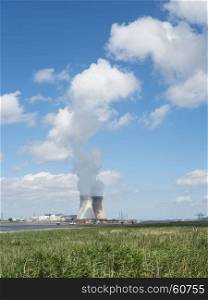 Doel nuclear power plant near river schelde north of antwerp in belgium