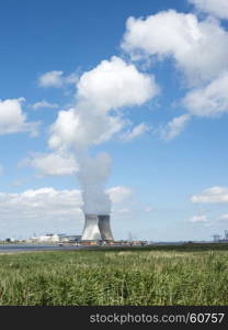 Doel nuclear power plant near river schelde north of antwerp in belgium